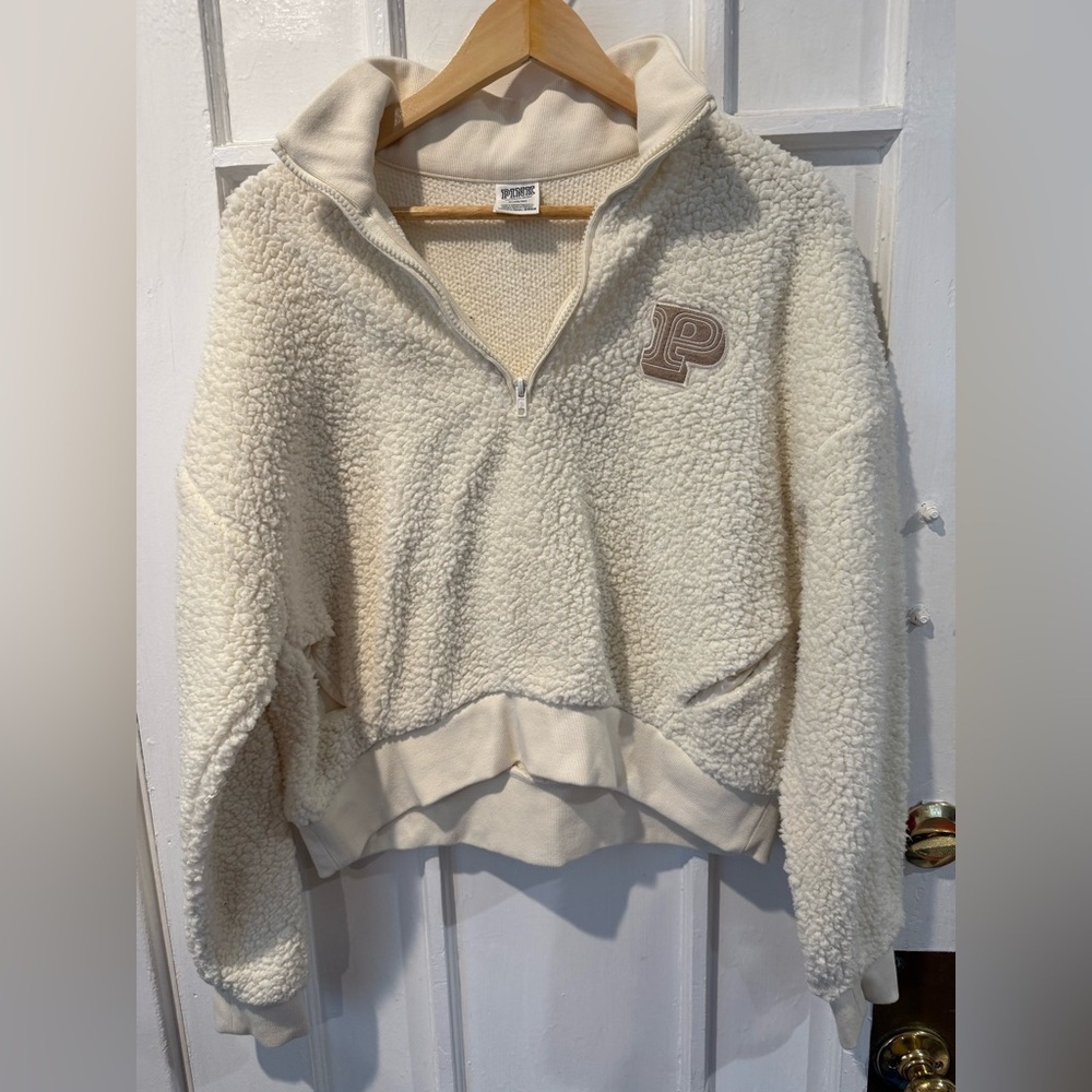 PINK Victoria's Secret Cream Sherpa Pullover